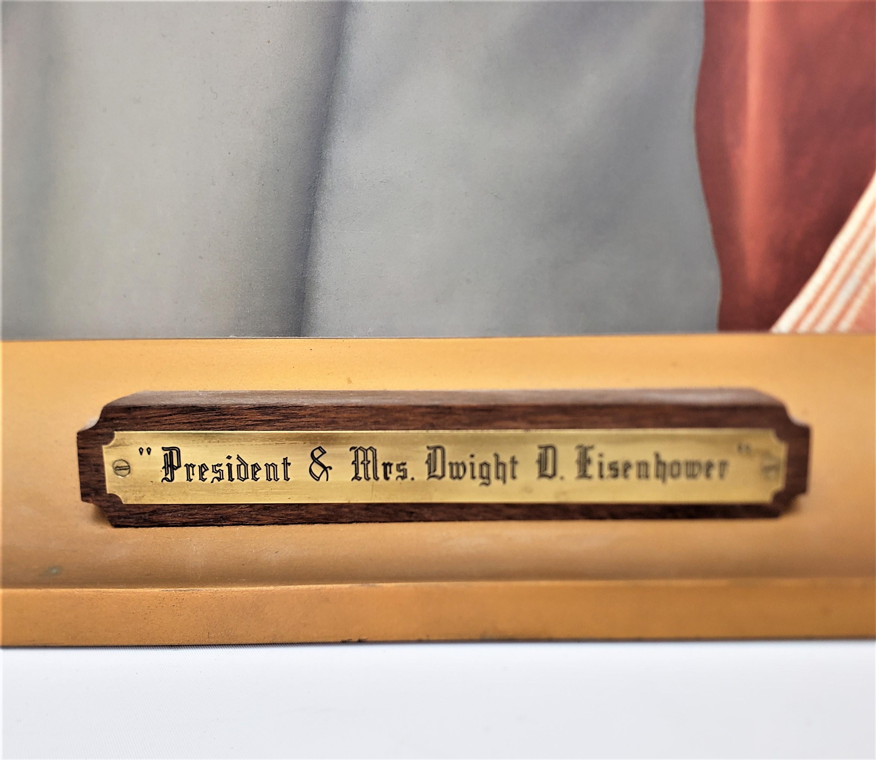 Hand-Painted Large Mid-Century Era Watercolor Painting of President Dwight & Mrs. Eisenhower For Sale