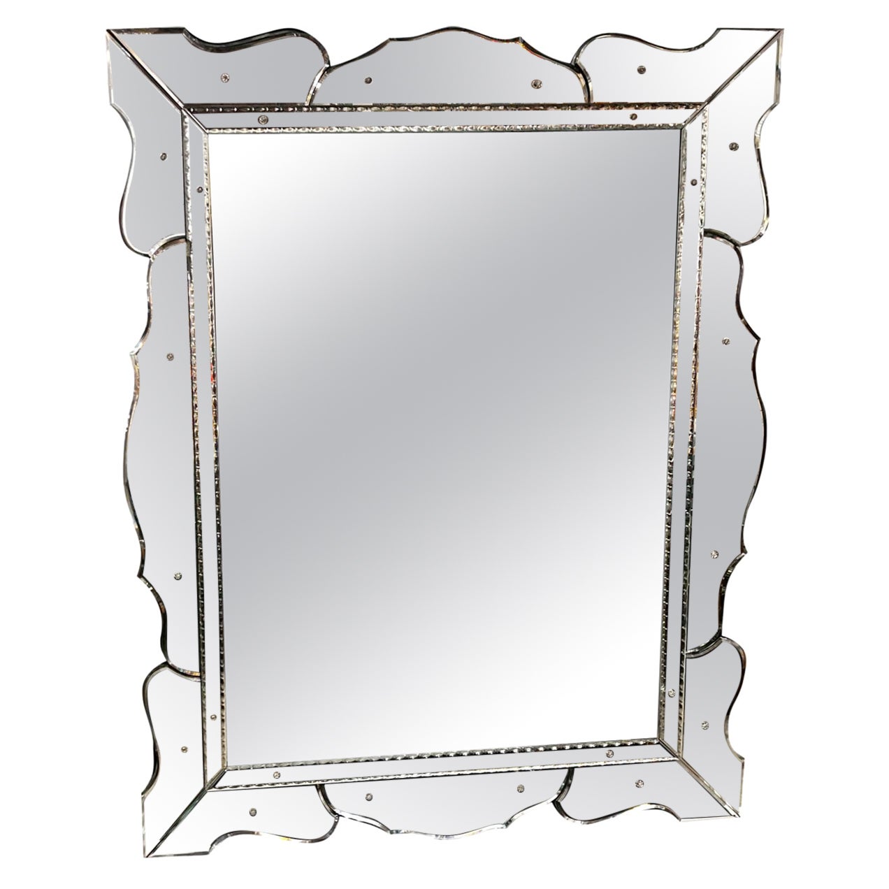 Large Mid-Century Etched Mirror