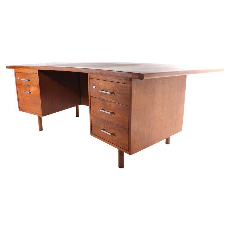 Large Mid Century Executive Office Desk after Risom at 1stDibs