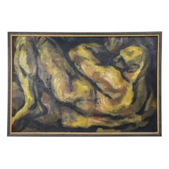 Large Mid Century Expressionist Painting of  Male Acrylic on Board c. 1950/1960s