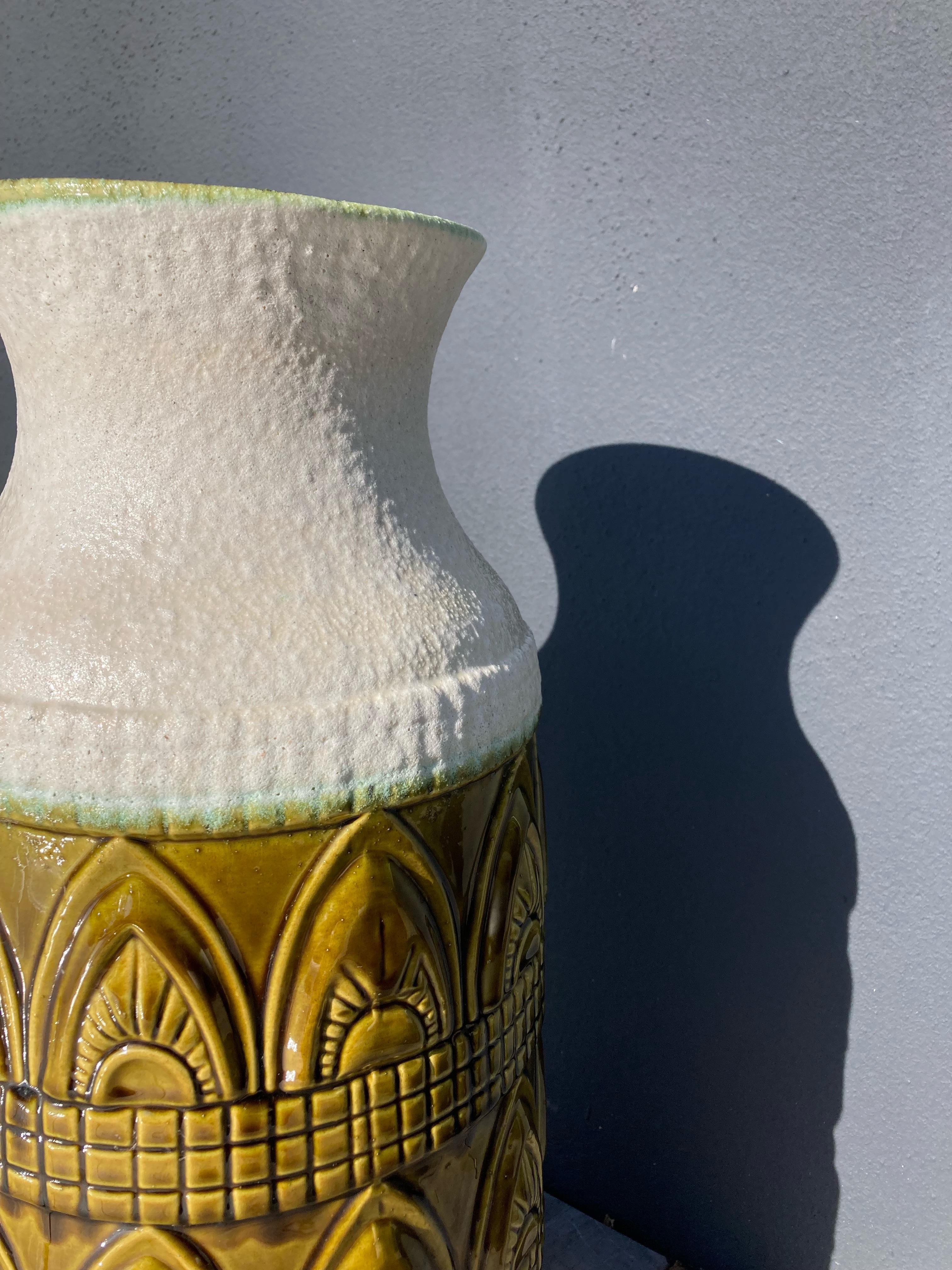 Molded Large Mid-Century Fat Lava Floor Vase by West German Art Potter Üebelacker  WGP For Sale