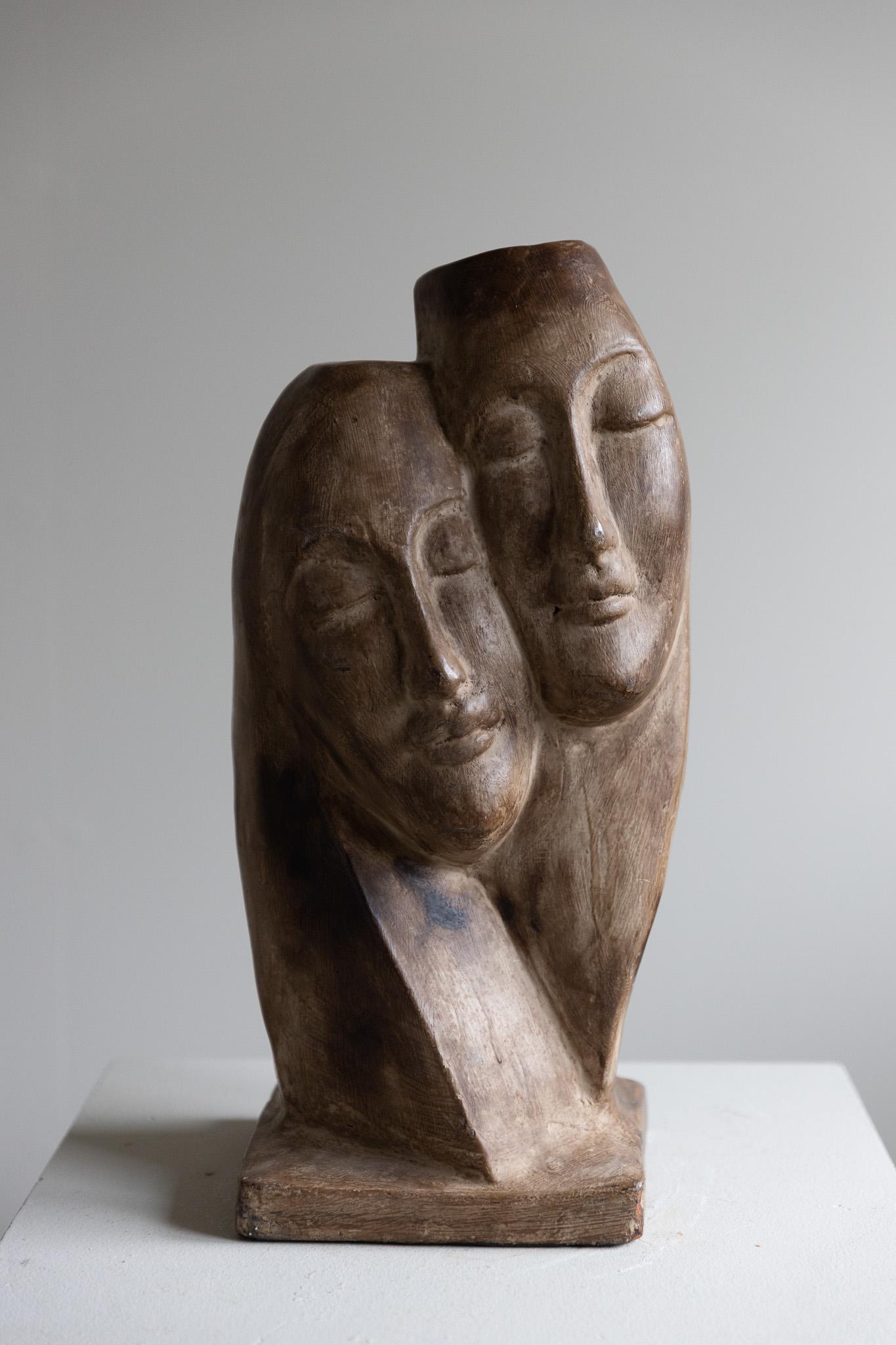 Große figurative Keramikfigur aus der Mitte des Jahrhunderts, hergestellt in Frankreich, 1950er Jahre im Angebot 1