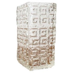 Large Mid-Century Finnish Glass Block Vase by Tamara Aladin for Riihimäki, 1960s