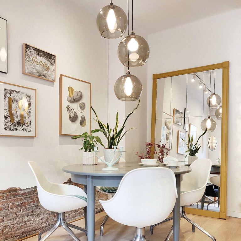 Large Midcentury Floor Mirror with Golden Yellow Framing For Sale at