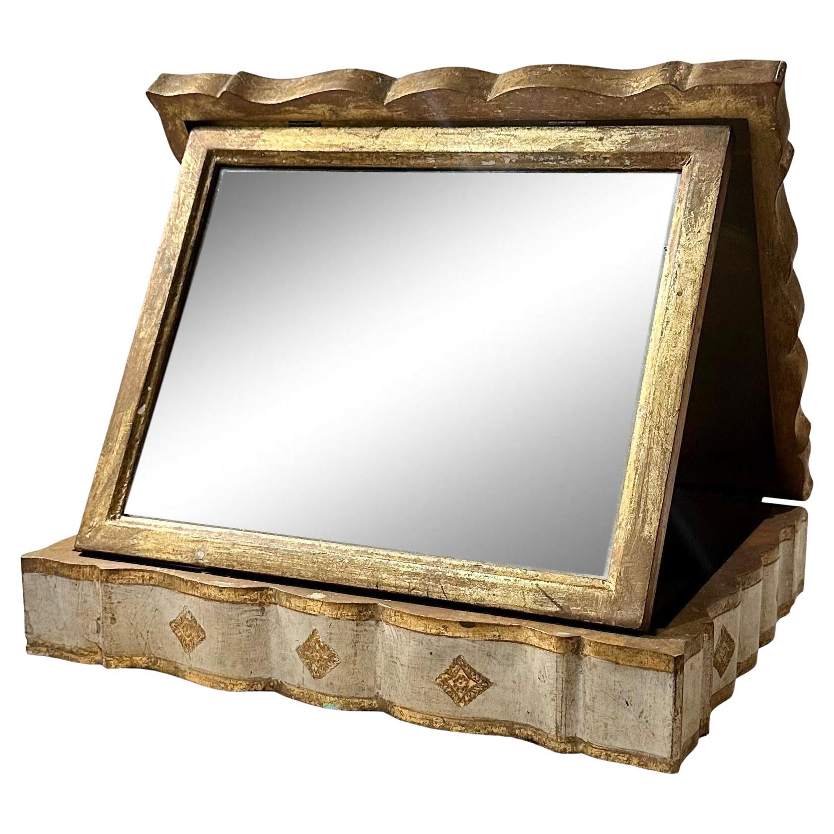 Grande boîte Florentine du milieu du siècle avec miroir