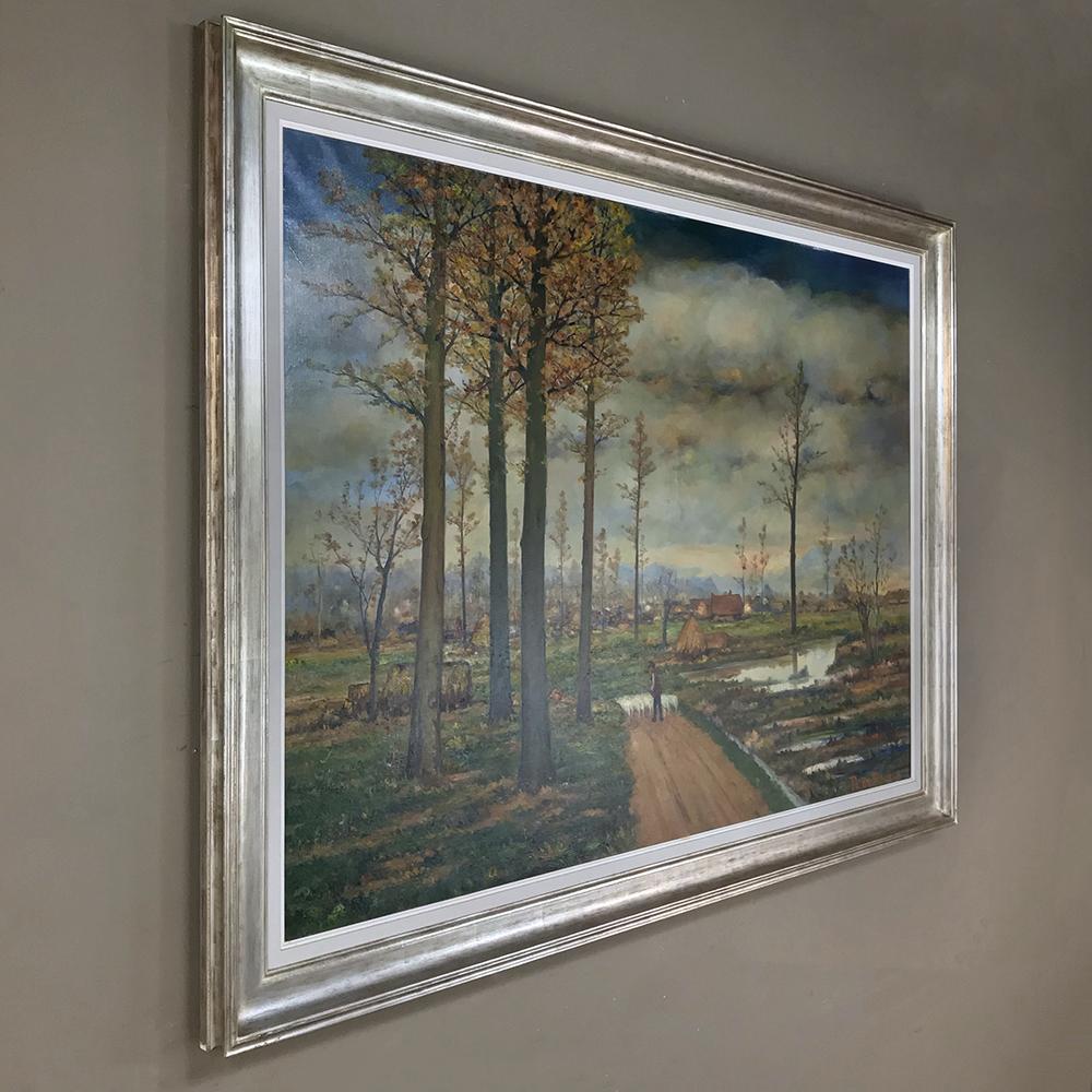 Dutch Large Midcentury Framed Oil Painting on Canvas by Fr. De Roover