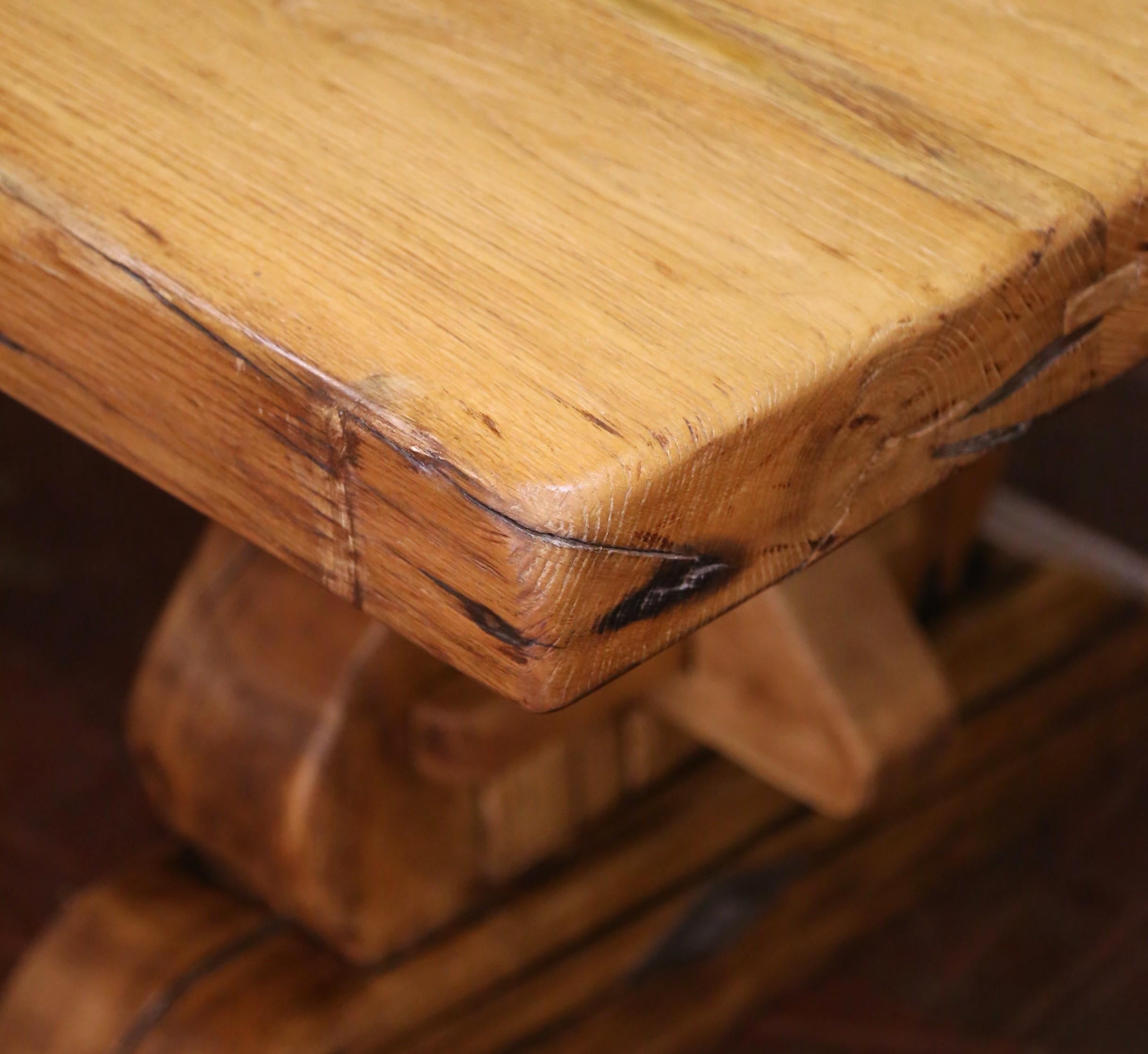 Grande tavolo da pranzo a cavalletto in Oak Oak francese del metà del secolo scorso in vendita 3