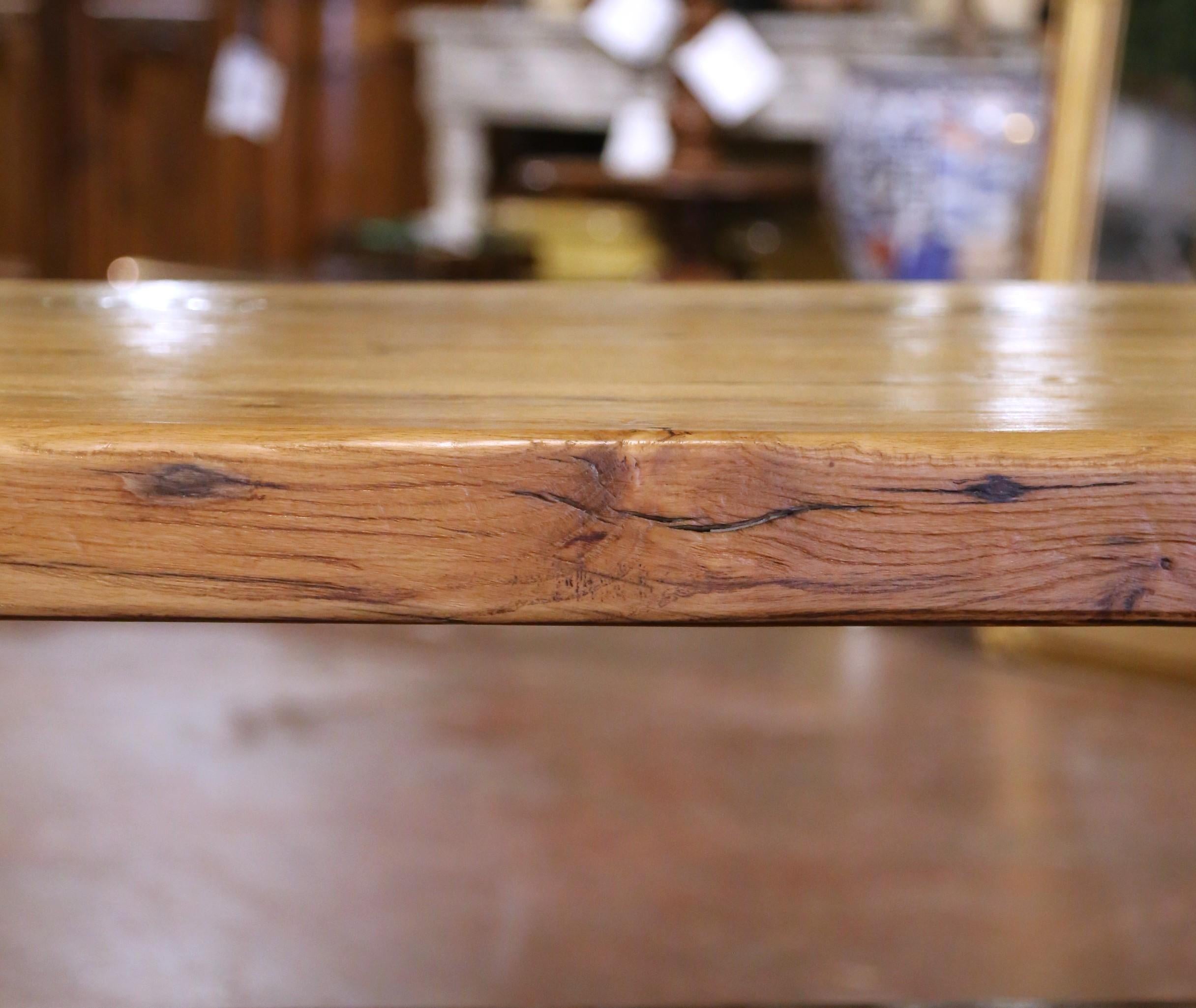 Grande tavolo da pranzo a cavalletto in Oak Oak francese del metà del secolo scorso in vendita 5
