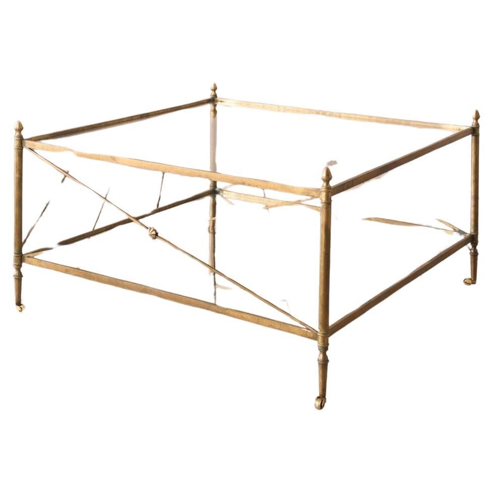 Large Mid century French brass coffee table