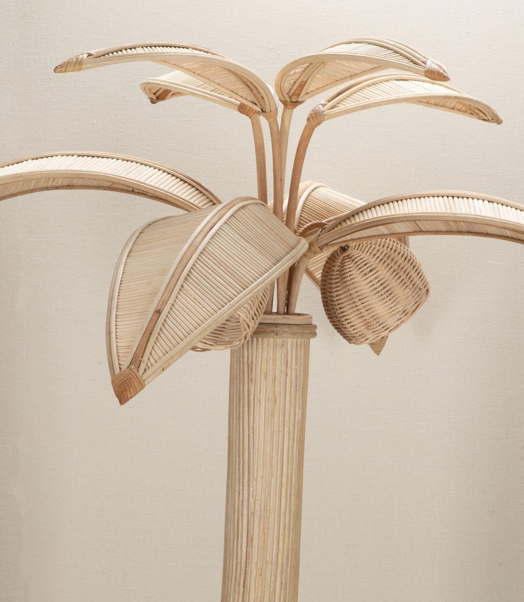 Eine fabelhafte Mid-Century Französisch Riviera Schilf und Bambus Palme Kokosnuss Lampe. 

Circa 1980.

Nach britischem Standard neu verdrahtet.