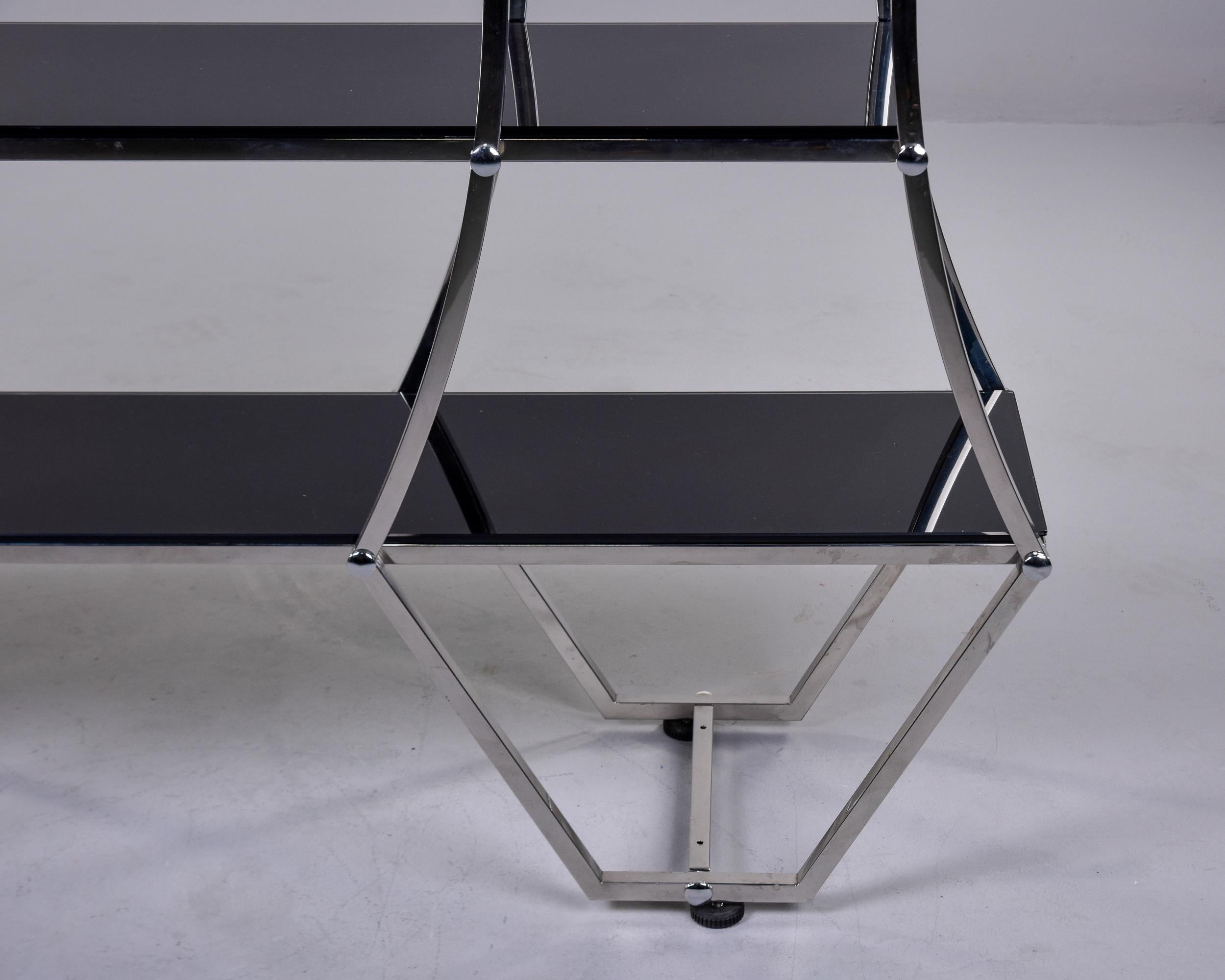Large Midcentury French Chrome and Smoked Glass Etagere For Sale 1