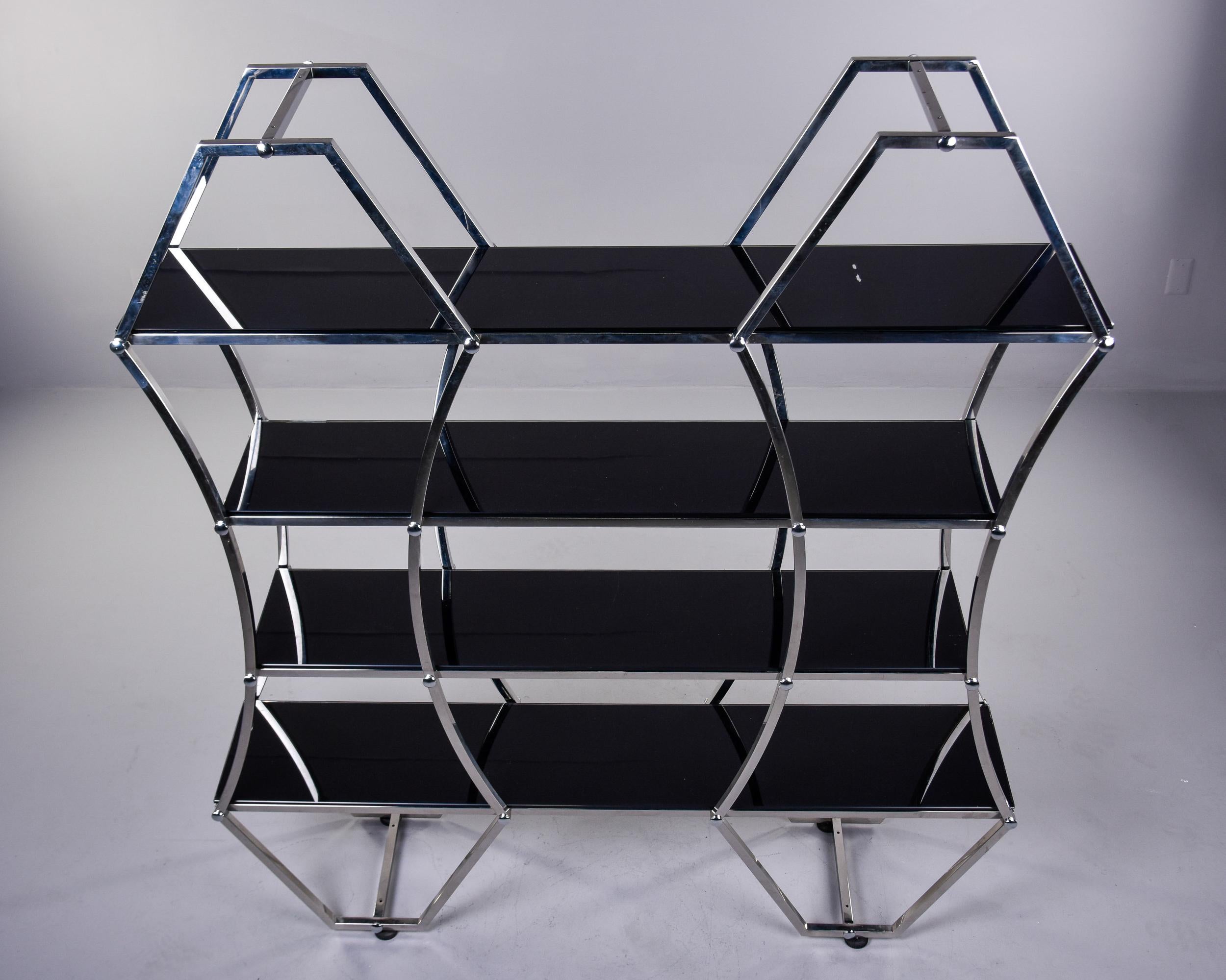 Large Midcentury French Chrome and Smoked Glass Etagere For Sale 4