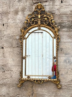 Large Mid-Century French Golden Wood Wall Mirror, 1950s