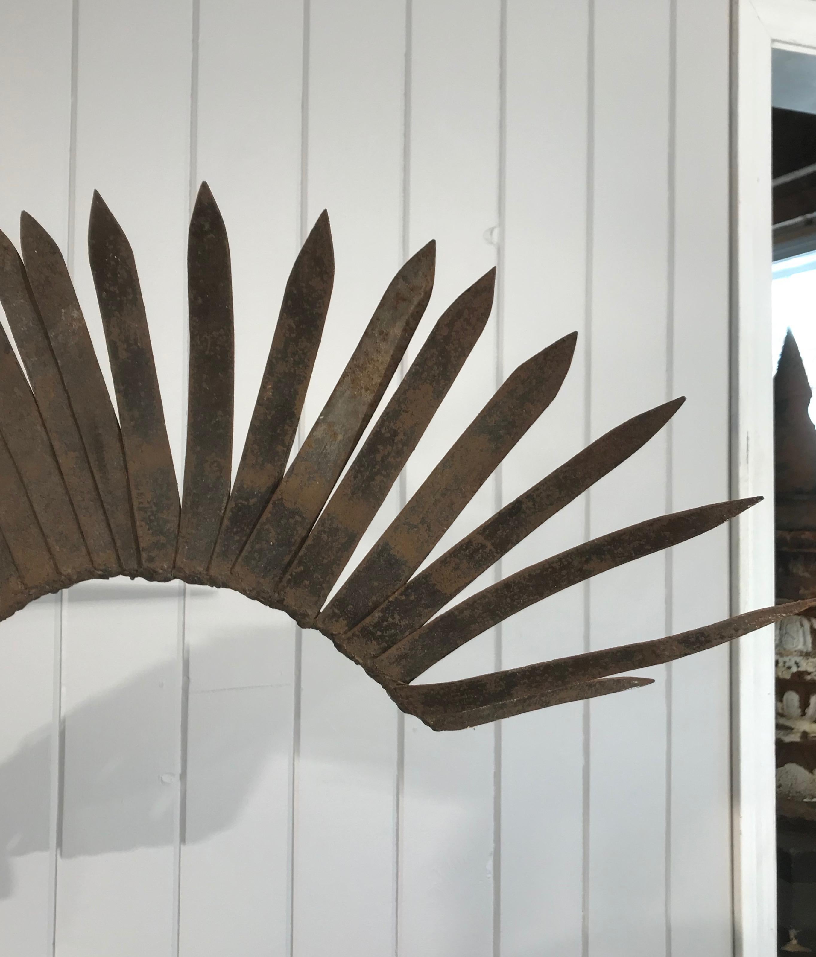 Large Midcentury French Handmade Wrought Iron Eagle Sculpture For Sale