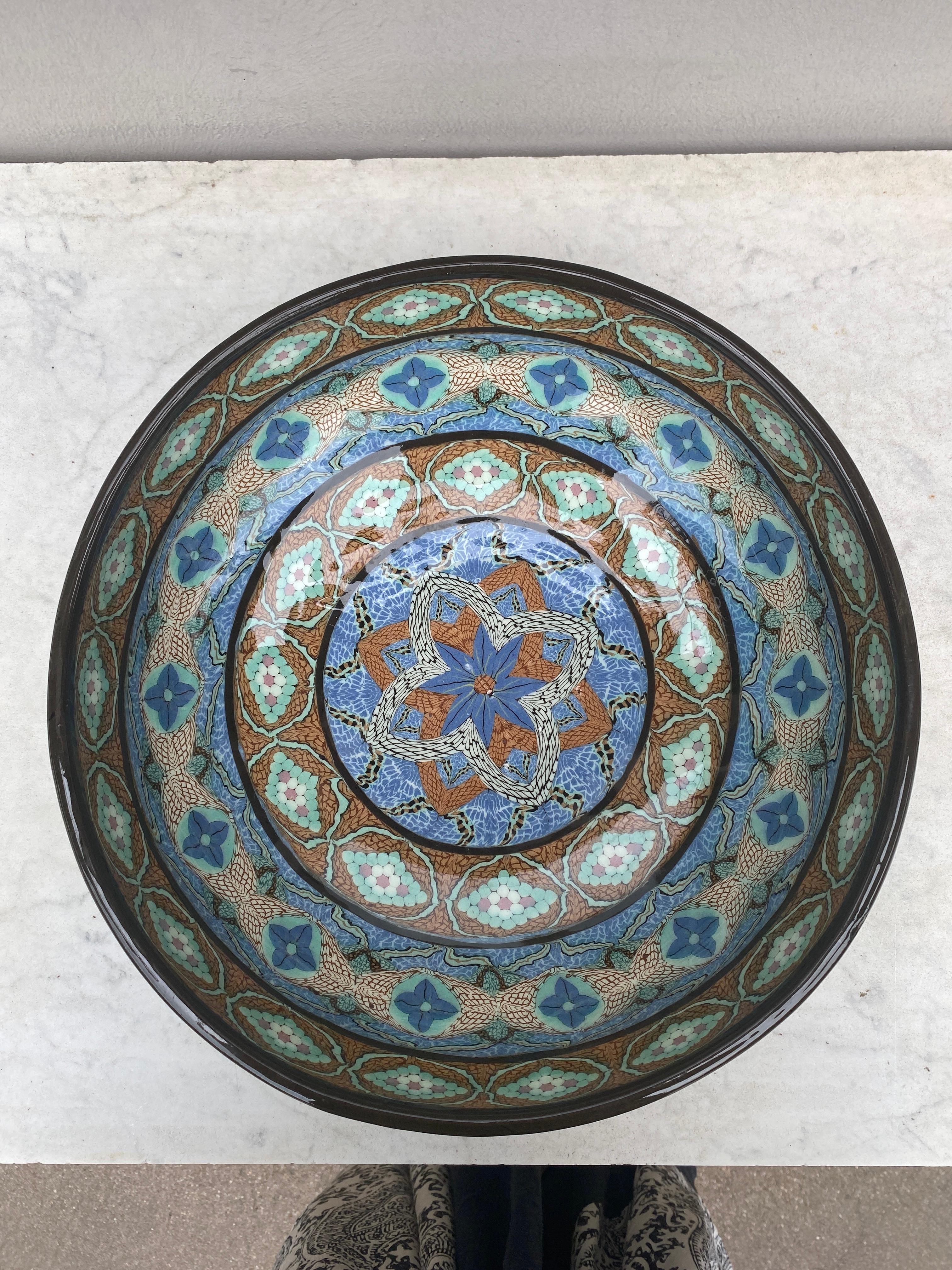 Mid-Century Modern Large Midcentury French Mosaic Ceramic Bowl Gerbino Vallauris For Sale