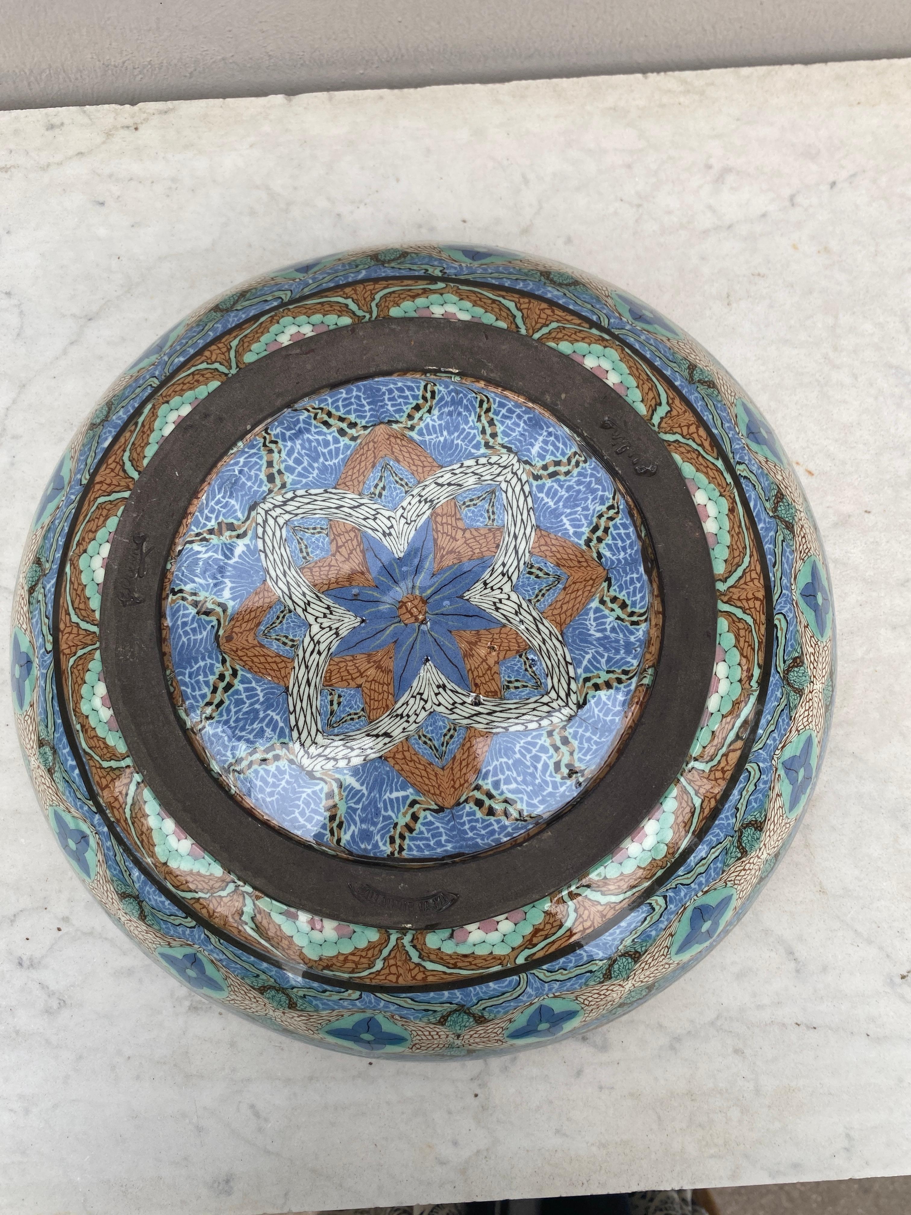 Français Grand bol en céramique mosaïque française du milieu du siècle dernier Gerbino Vallauris en vente