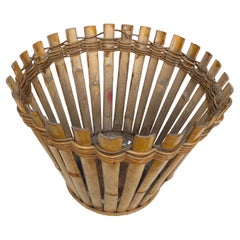 Large Mid-Century French Rattan Waste bin or Basket