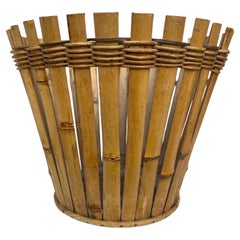 Large Mid-Century French Rattan Waste bin or Basket