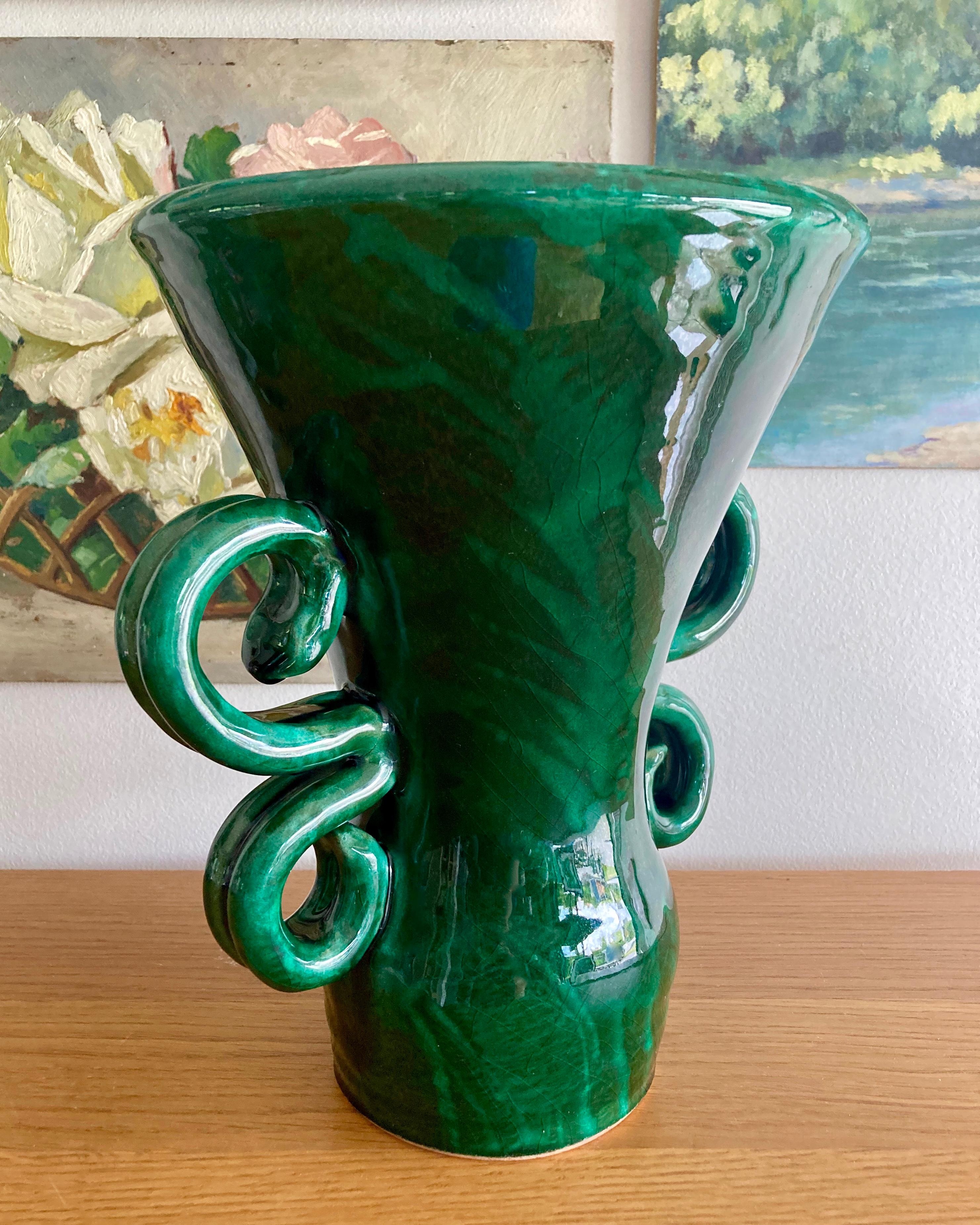 Mid-Century moderno Grande vaso in gres francese di metà secolo firmato da Jean Austruy (1910-2012) in vendita