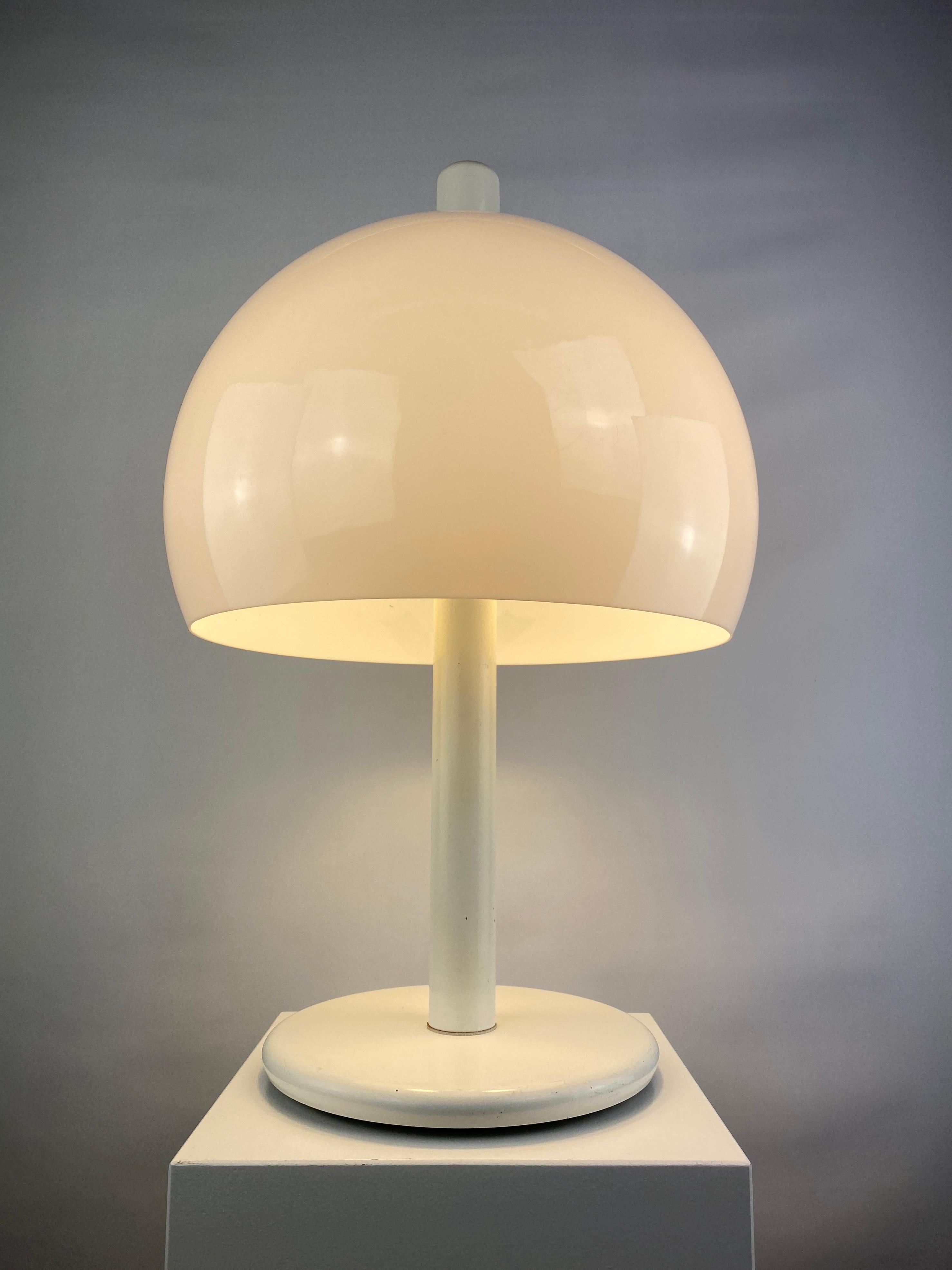 Mid-Century Modern Large mid-century fully white acrylic mushroom table lamp XL, 1970 For Sale