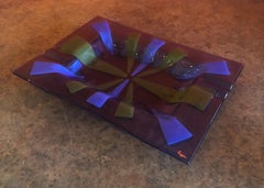 Large Midcentury Fused Art Glass Ashtray by Higgins
