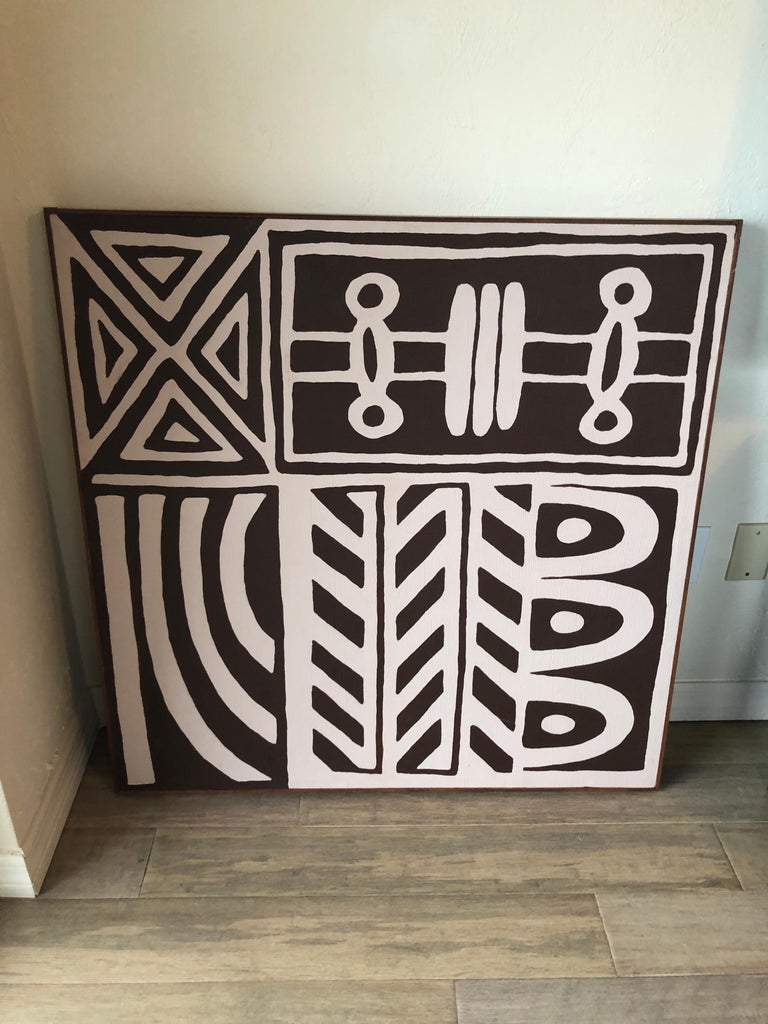 African Large Mid Century Geometric Abstract Painting For Sale