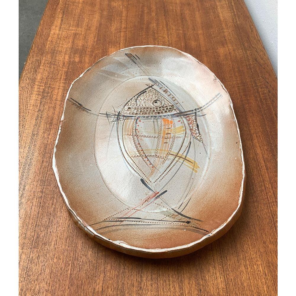 Mid-Century Modern Large Mid-Century German Ceramic Fish Plate, 1960s For Sale