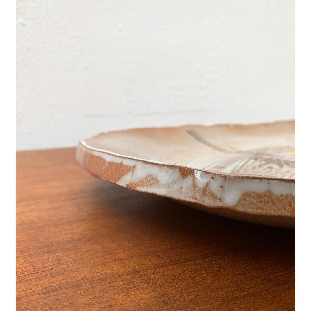 20th Century Large Mid-Century German Ceramic Fish Plate, 1960s For Sale