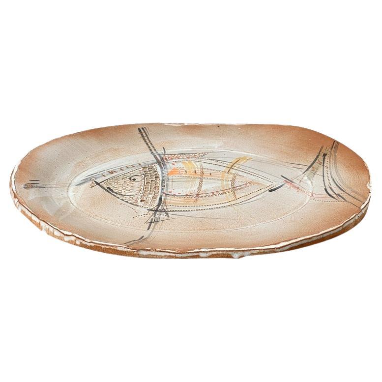 Grande assiette à poisson en céramique allemande du milieu du siècle, années 1960