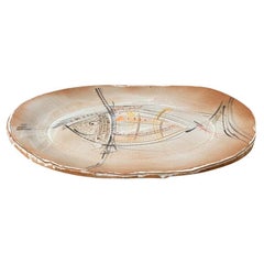 Grande assiette à poisson en céramique allemande du milieu du siècle, années 1960