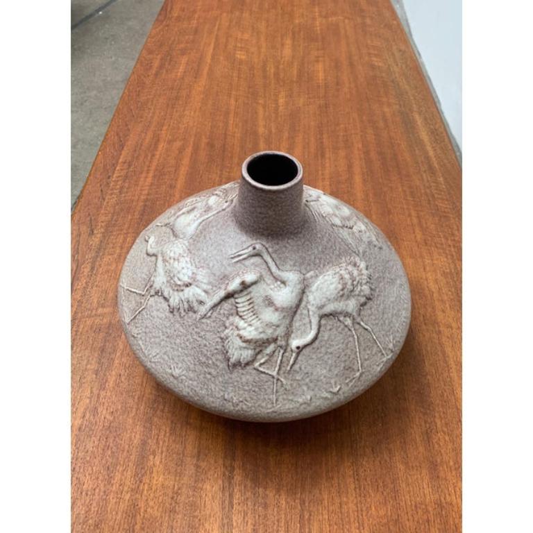 Grande vaso in ceramica tedesca di metà secolo con ornamento a gru di Cortendorf, anni '60 in vendita 4