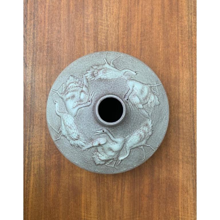Grande vaso in ceramica tedesca di metà secolo con ornamento a gru di Cortendorf, anni '60 In condizioni ottime in vendita a Hamburg, DE