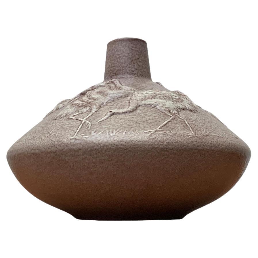 Grande vaso in ceramica tedesca di metà secolo con ornamento a gru di Cortendorf, anni '60 in vendita