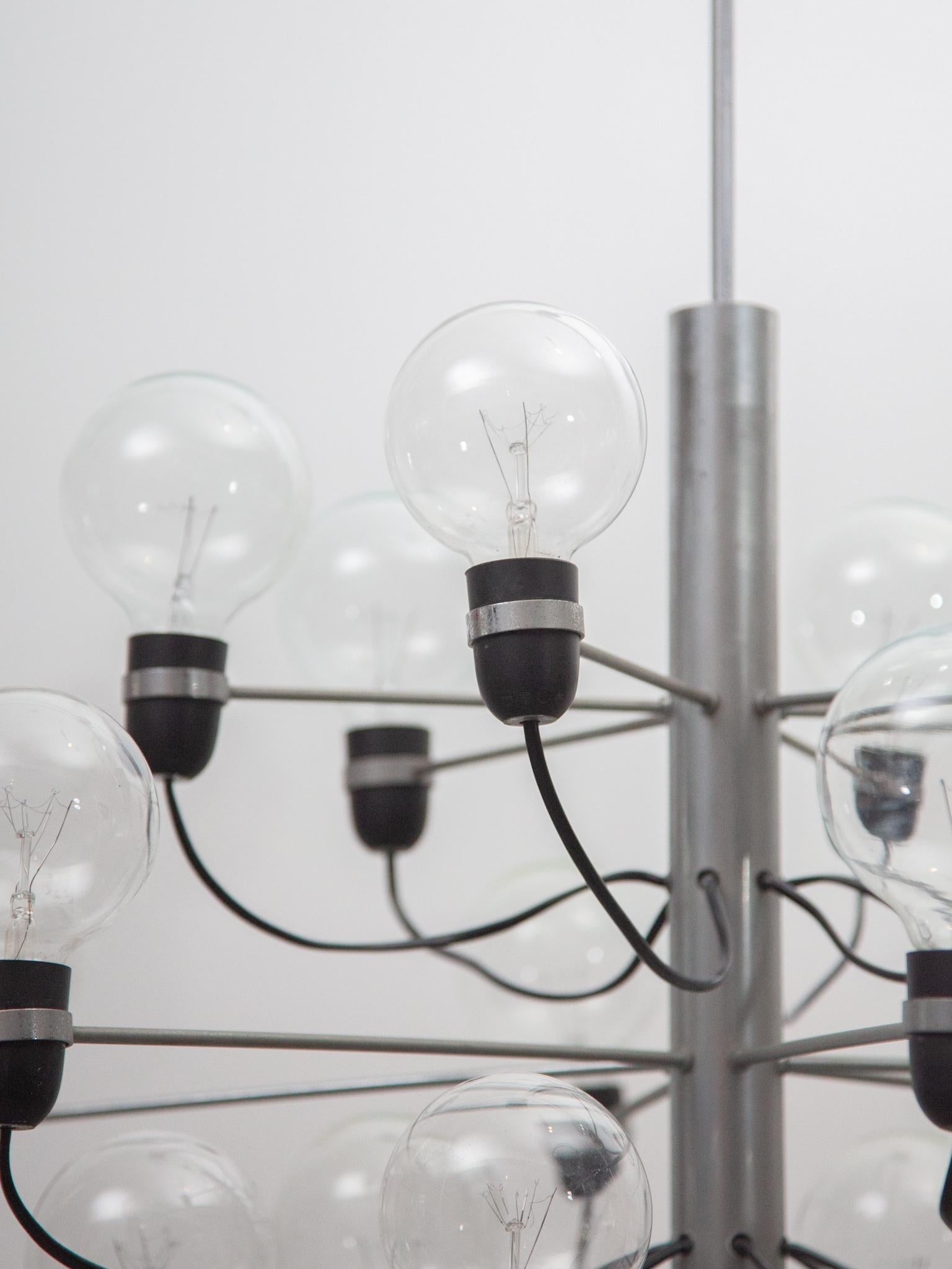 Grande lampadario di metà secolo Gino Sarfatti 