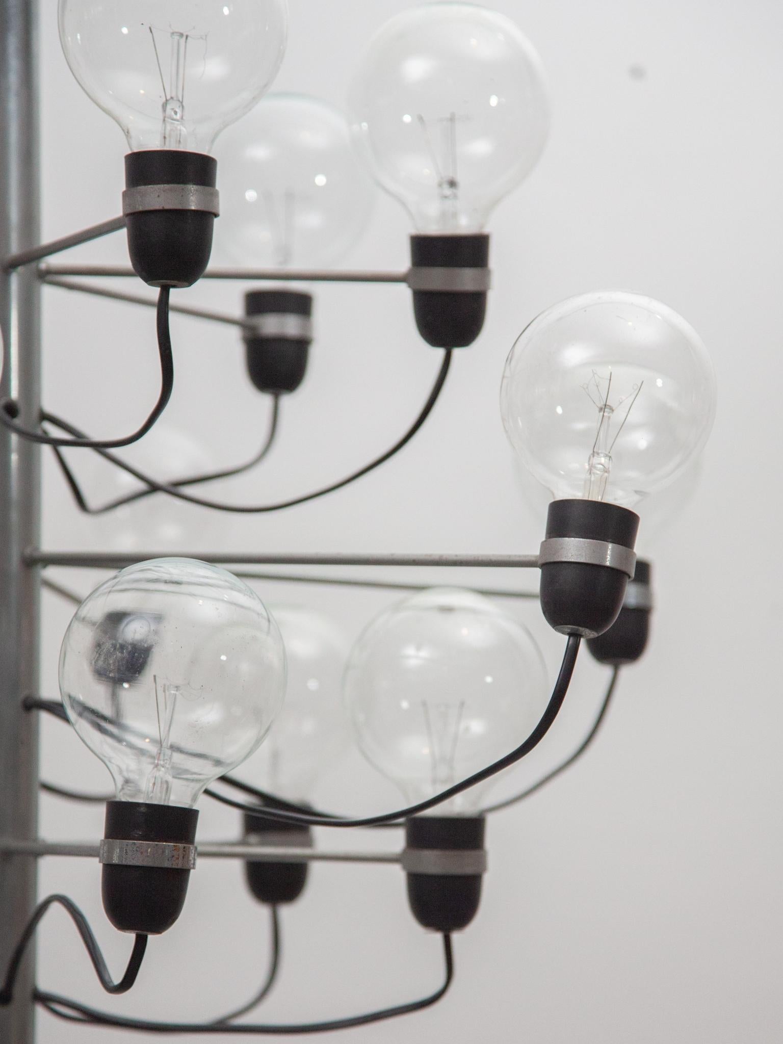 Cromo Grande lampadario di metà secolo Gino Sarfatti 