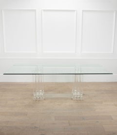 Large Mid-Century Glass and Plexiglass Dining Table