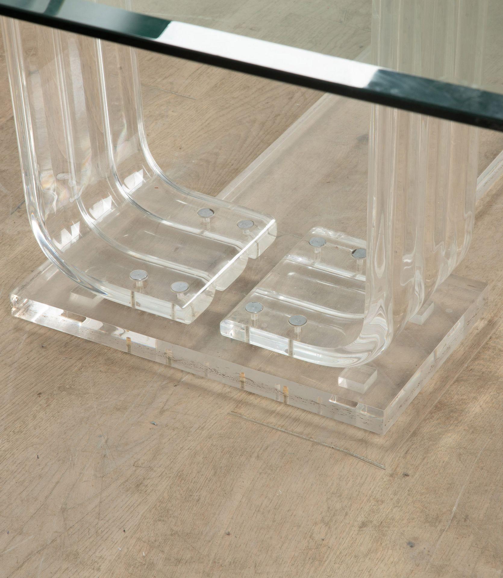 Grande table à manger du milieu du siècle dernier en verre et plexiglas en vente 3