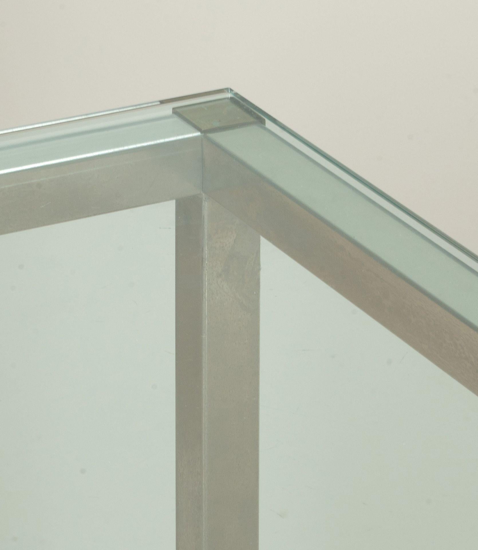 Late 20th Century Large Mid-Century Glass and Stainless Steel Console by David Hicks For Sale