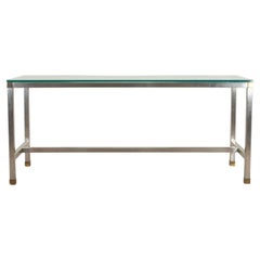 Large Mid-Century Glass and Stainless Steel Console by David Hicks