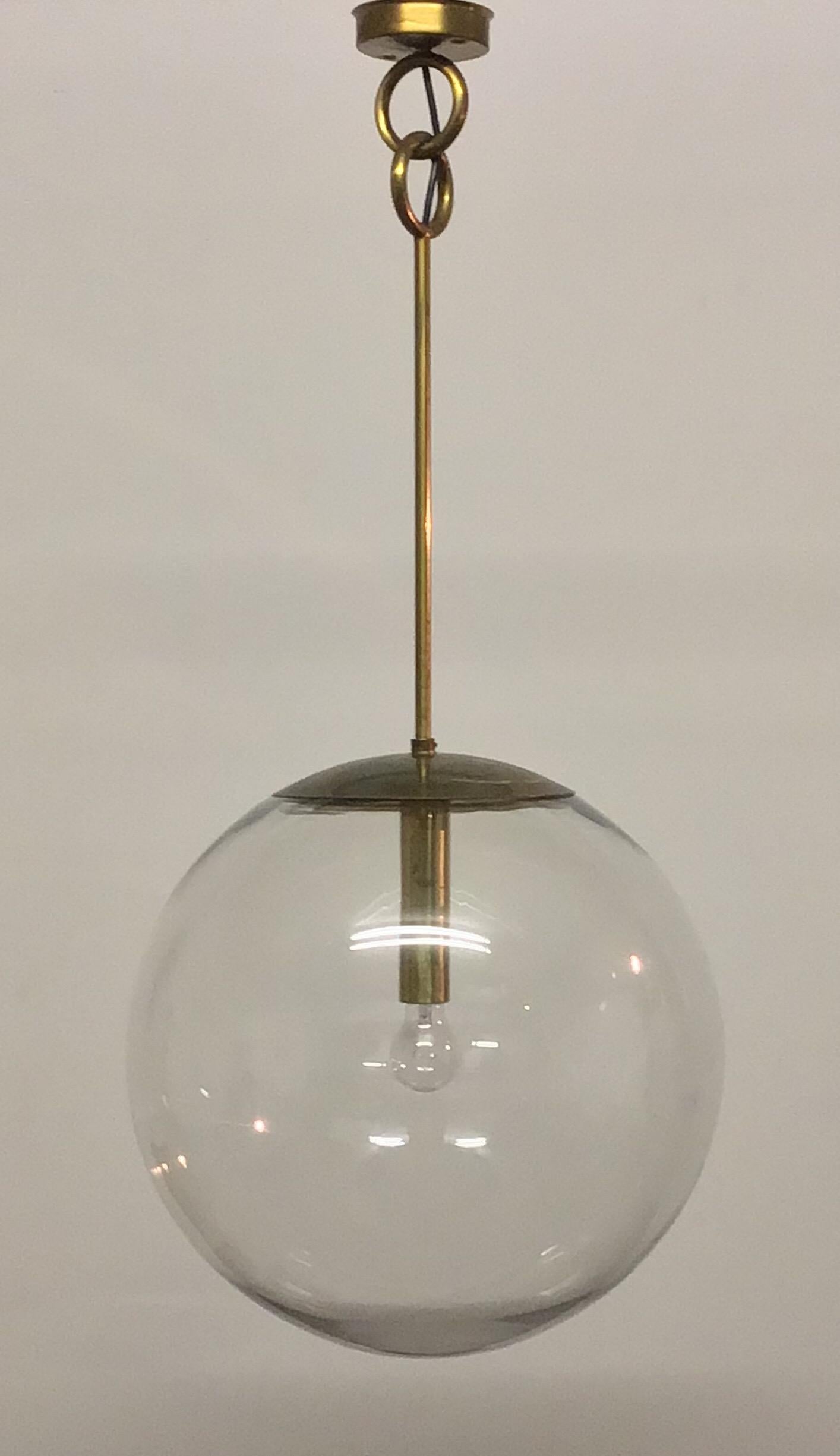 Mid-Century Modern Extra Large Smoke Glass Globe Pendant attr. to Sciloari, ca. 1960s. For Sale