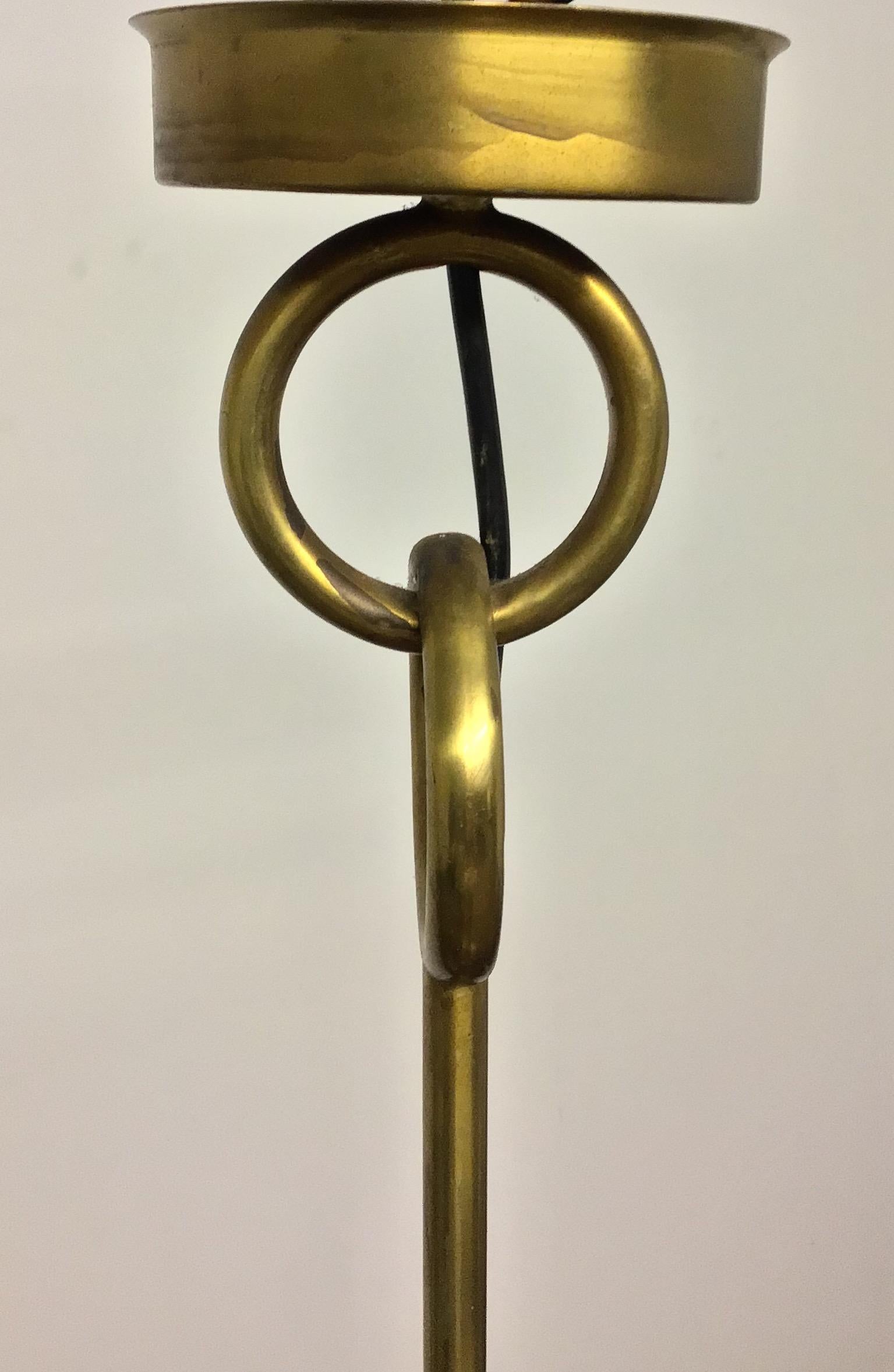Brass Extra Large Smoke Glass Globe Pendant attr. to Sciloari, ca. 1960s. For Sale