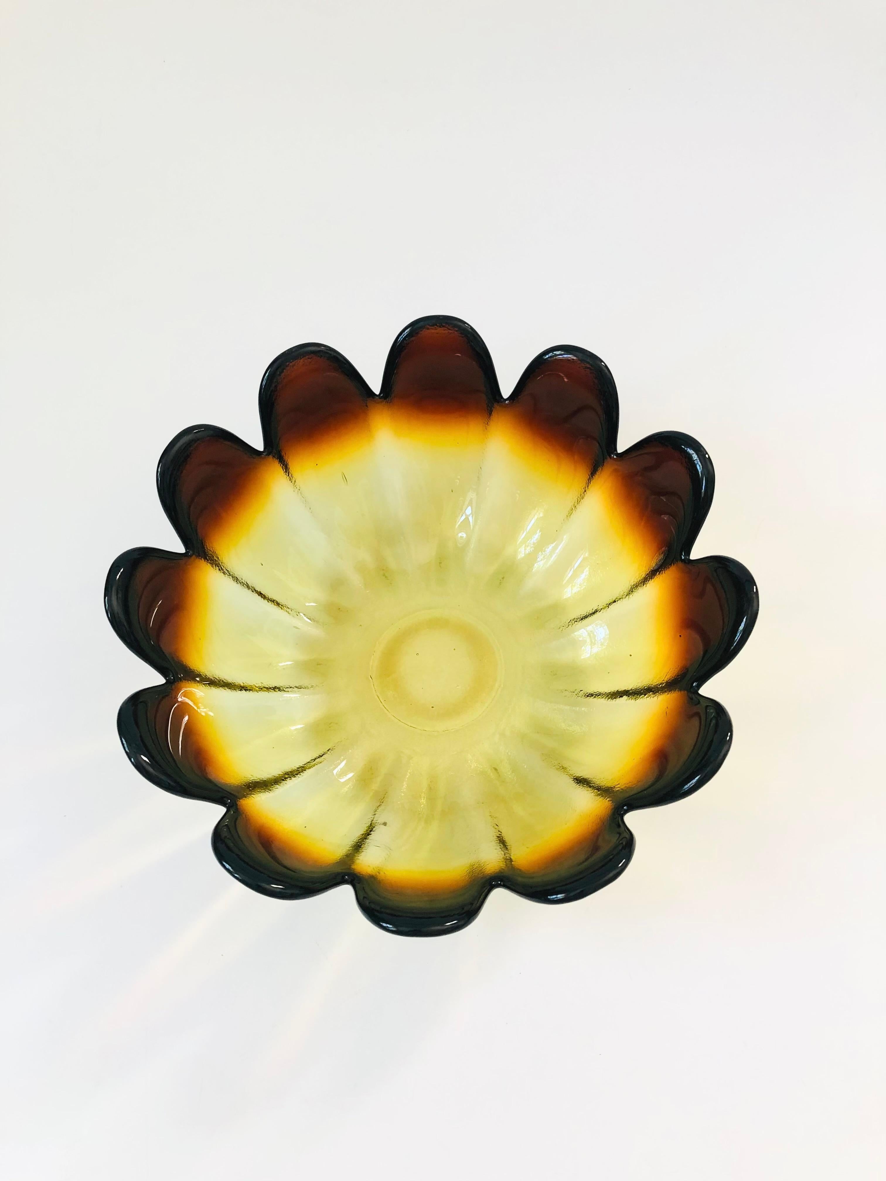Mid-Century Modern Large Mid Century Glass Lotus Petal Salad Bowl by Indiana Glass