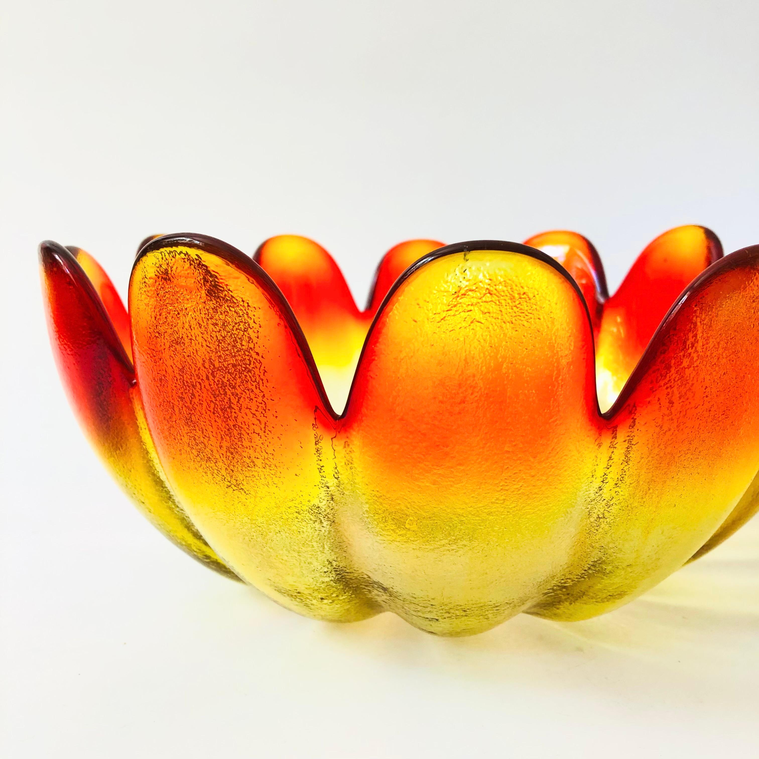 Mid-Century Modern Large Mid Century Glass Lotus Petal Salad Bowl by Indiana Glass For Sale