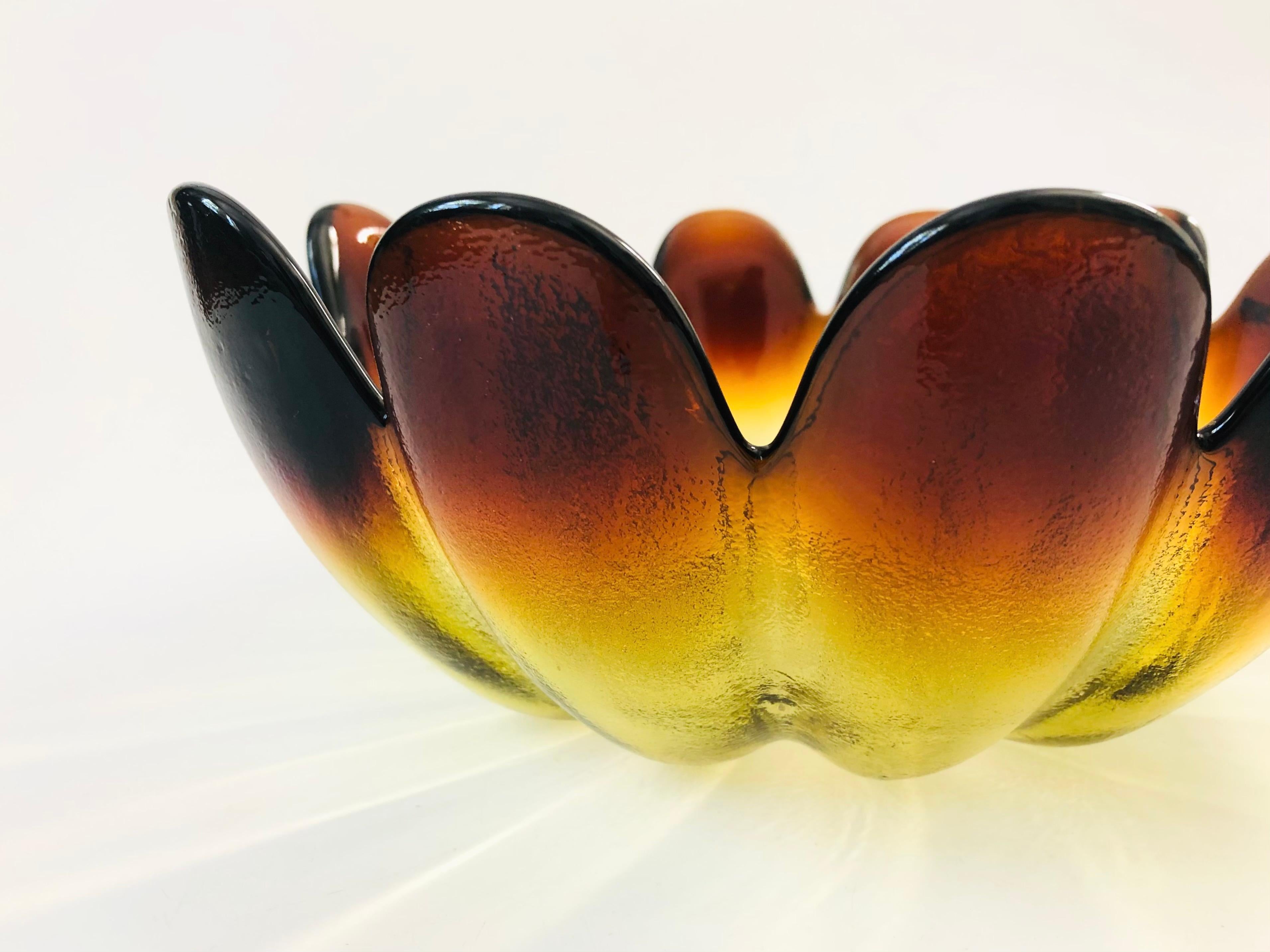 American Large Mid Century Glass Lotus Petal Salad Bowl by Indiana Glass