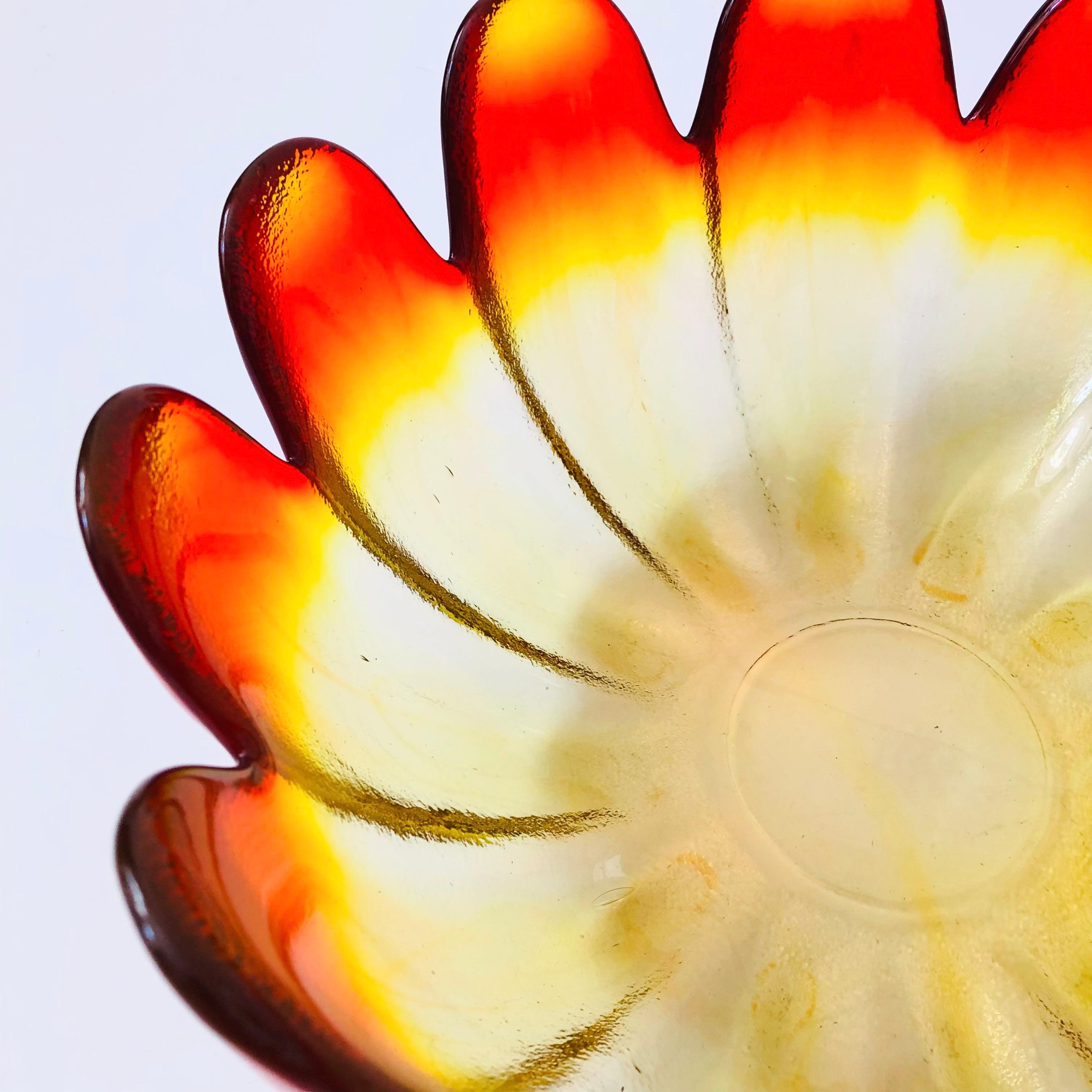 American Large Mid Century Glass Lotus Petal Salad Bowl by Indiana Glass For Sale
