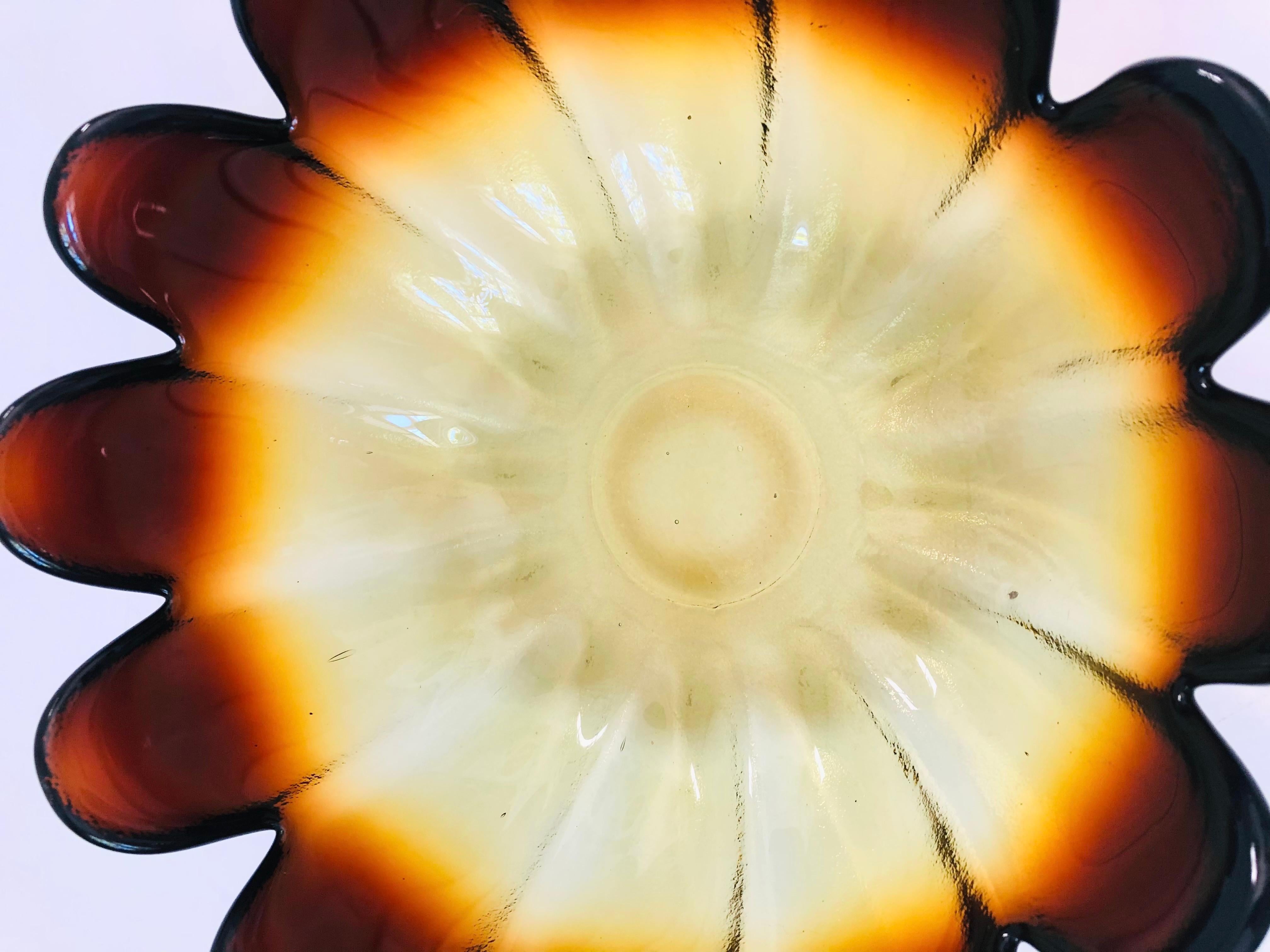 20th Century Large Mid Century Glass Lotus Petal Salad Bowl by Indiana Glass