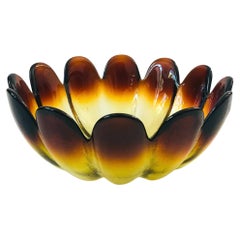 Large Mid Century Glass Lotus Petal Salad Bowl by Indiana Glass