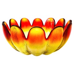 Large Mid Century Glass Lotus Petal Salad Bowl by Indiana Glass