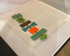 Grand plateau en verre du milieu du siècle