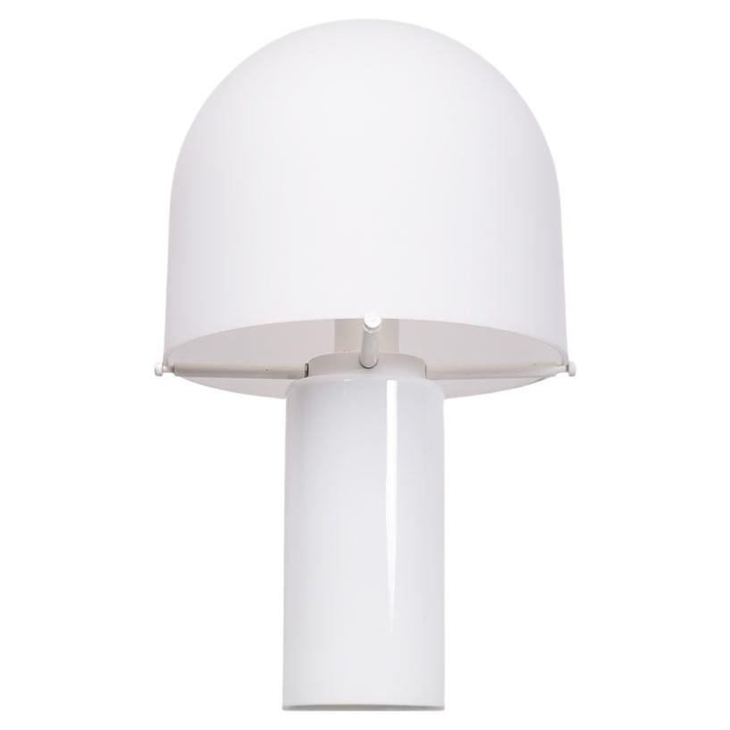 Large Mid Century Glass Table Light With Opaline Base And Shade, 1970s